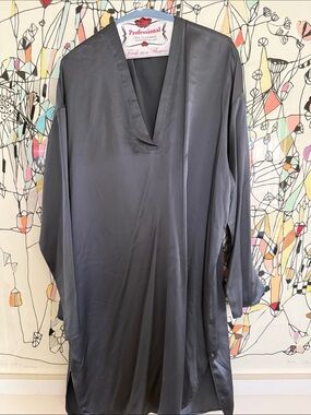 Vince Charcoal Gray Silky V-Neck Tunic